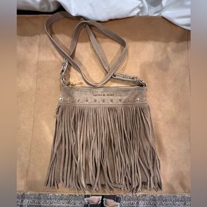 Michael Kors tan suede fringe crossbody bag
